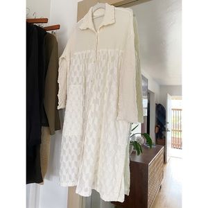 Issey Miyake Smocked Stretch Cotton Dress